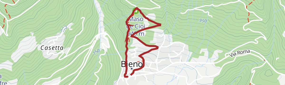 Route map: Walk - Le buse de Castelo - Bieno